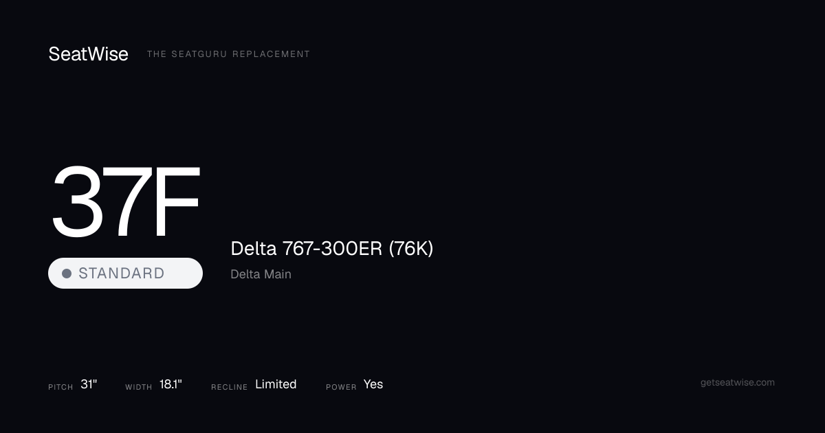 Seat 37F on the Delta 767-300ER (76K) | SeatWise